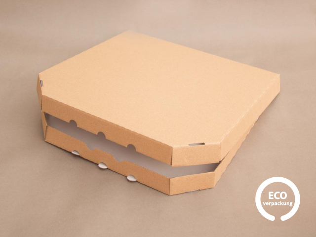 Bio-Papier-Pizzabox braun 330×330×35 mm 